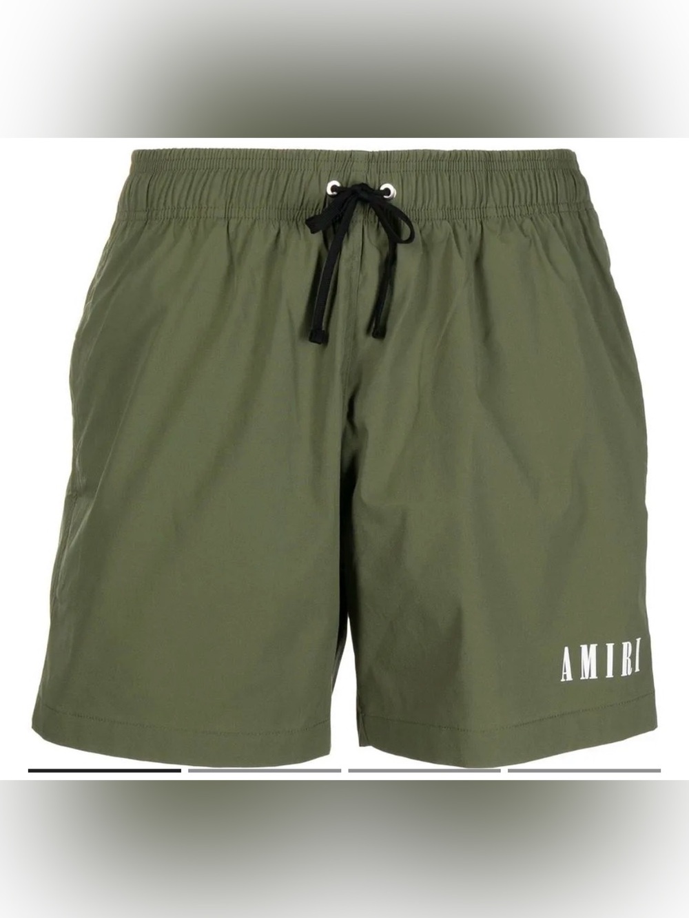 AMIRI Olive Green Swim Trunks with Black Drawstring